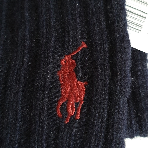 Polo Ralph Lauren Knit wool scarf Big pony Logo Navy Color - Picture 2 of 3